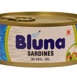 Bluna Sardines In Veg. Oil   Tin  180 grams